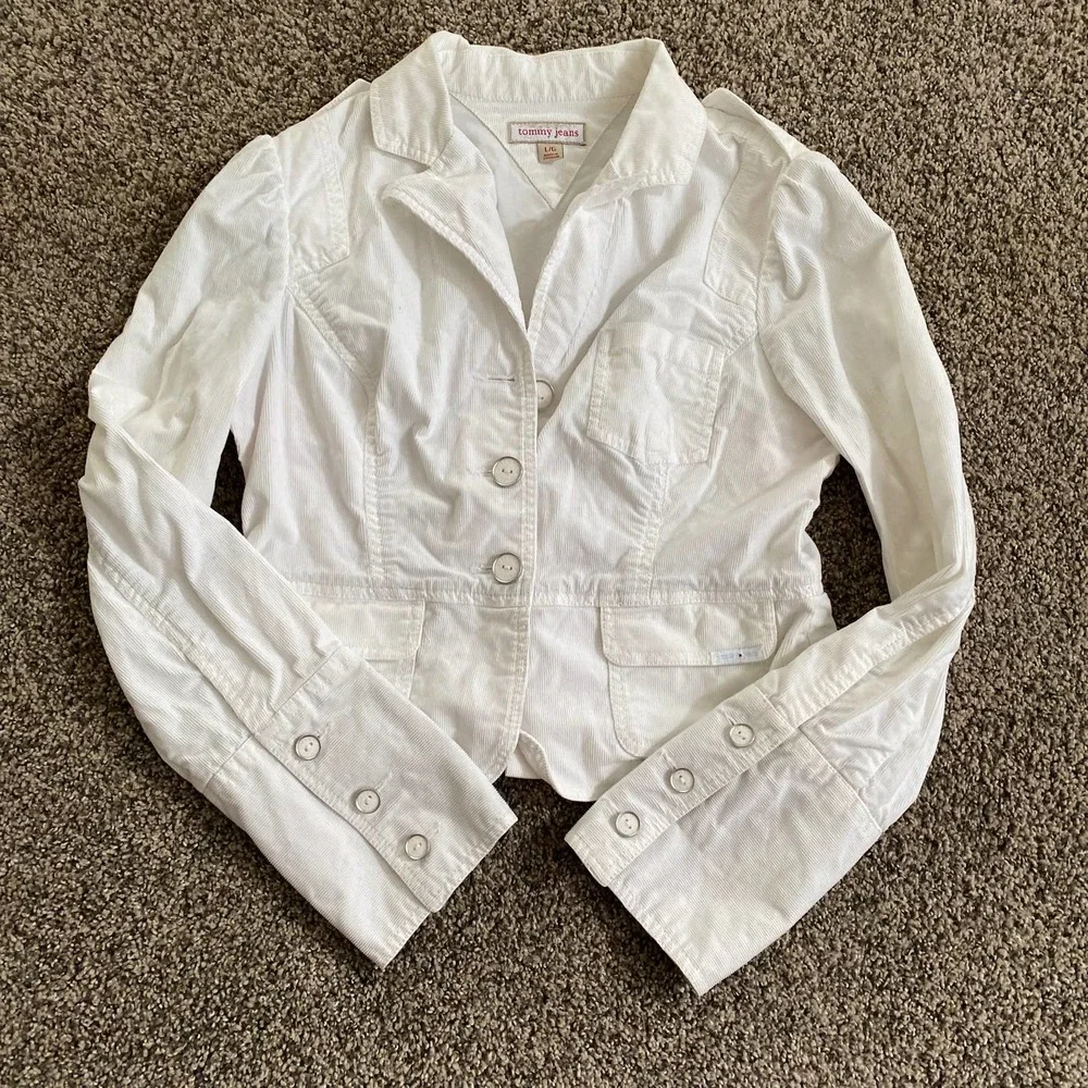 Tommy Jeans White Women's Corduroy Jacket - Size Large - Picture 1 of 4